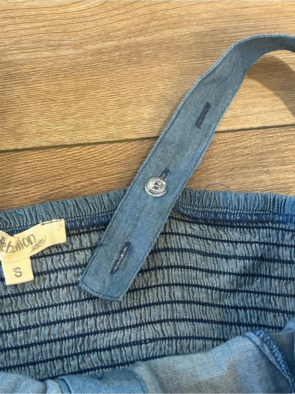 Rebellion Again Chambray Button Front Midi Sundress Blue 100% Cotton Size Small - Picture 6 of 8